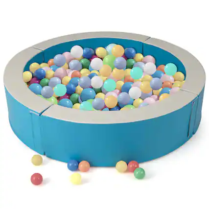 Front. Costway - Costway 44.5" x 10" Baby Ball Pit Detachable Foam Ball Pit with 50 Colorful Ocean Balls - Blue.