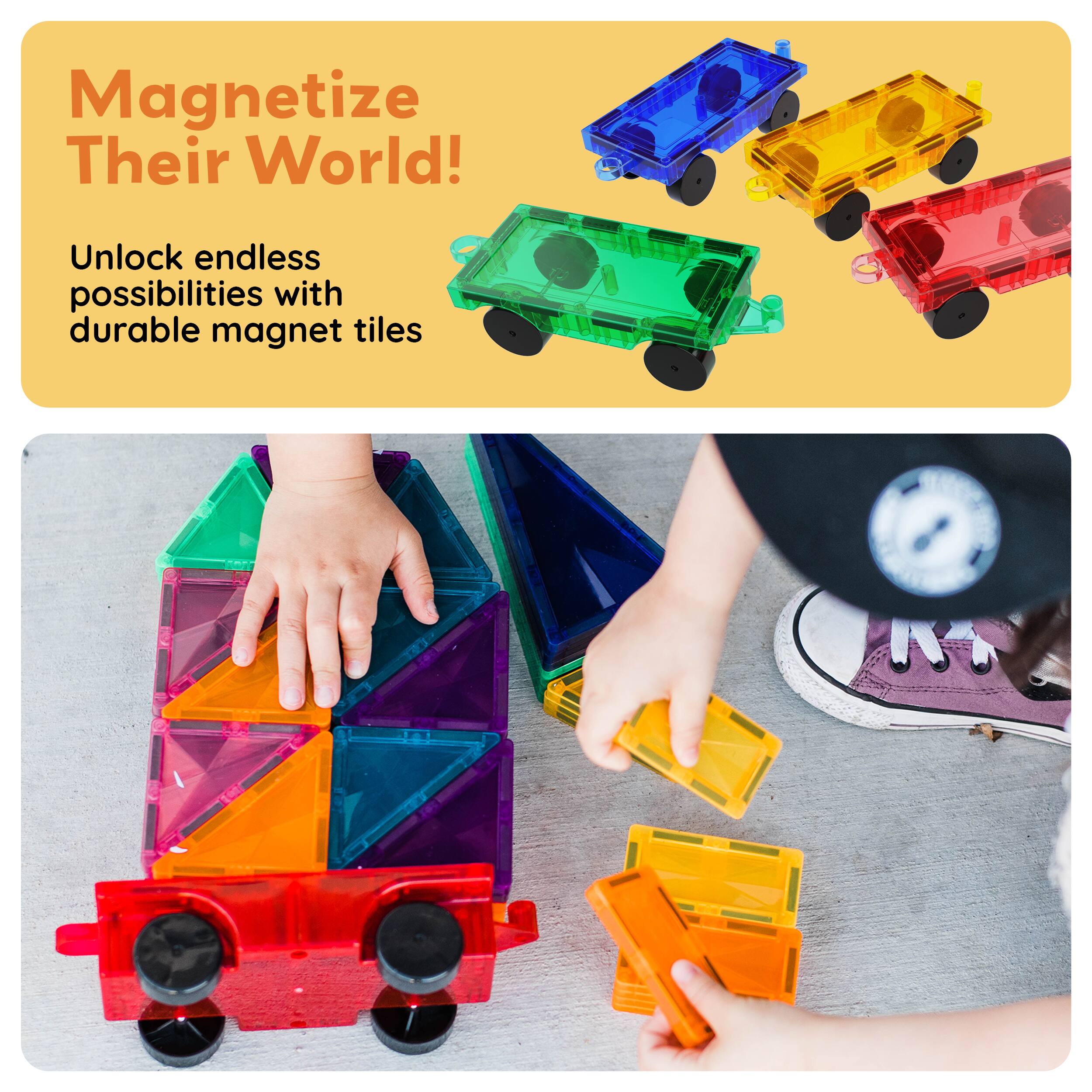 Magnetize Their World!  
Unlock endless possibilities with durable magnet tiles