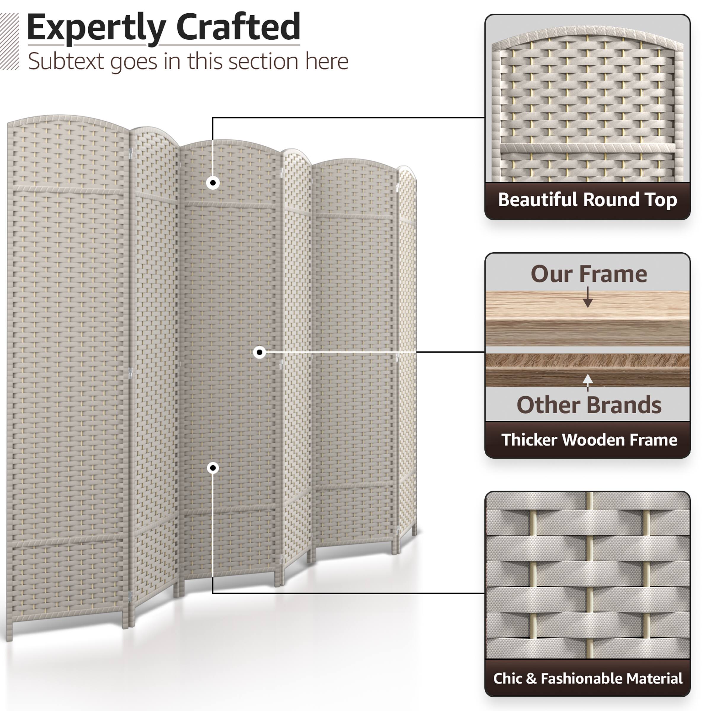 Expertly Crafted  
Subtext goes in this section here  

Beautiful Round Top  

Our Frame  

Other Brands  
Thicker Wooden Frame  

Chic & Fashionable Material