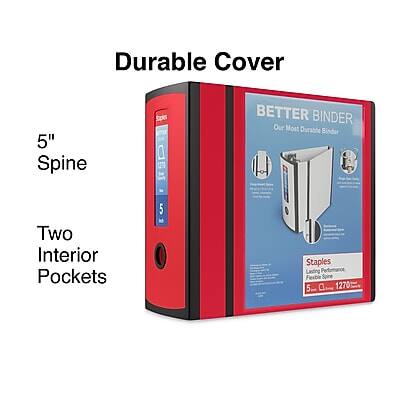 Durable Cover  
5" Spine  
BETTER BINDER  
Our Most Durable Binder  
Two Interior Pockets  
5 Staples  
Lasting Performance  
Flexible Spine  
5" x 1270