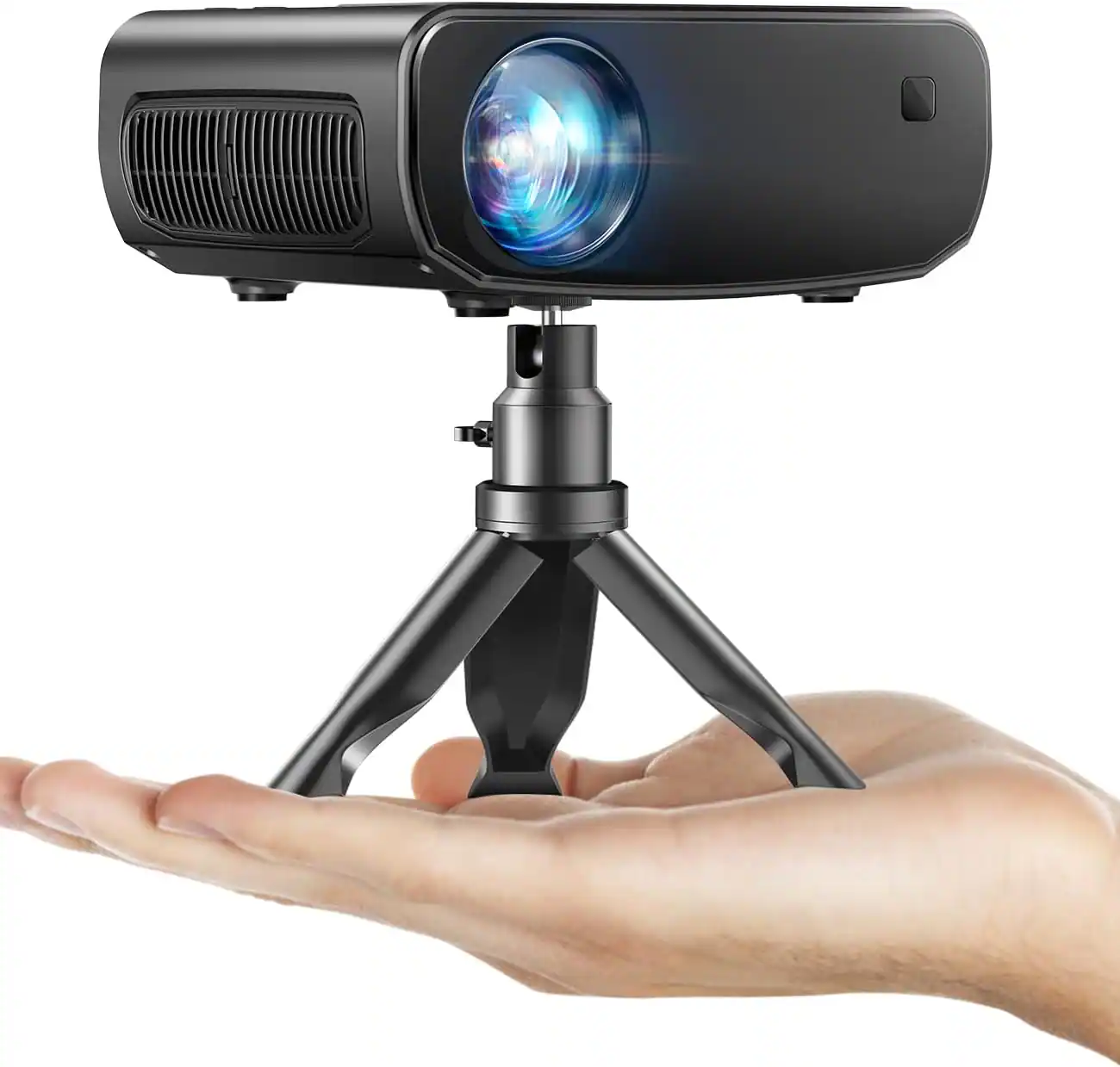 Front. Elephas - 2024 Upgraded Mini Projector, Full HD 1080P Supported, Compatible with iOS/Android/Windows/TV Stick/HDMI/USB - Black.