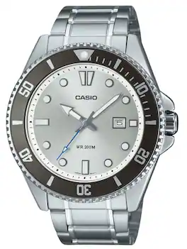 Casio - Standard Analog Stainless Steel Dial Quartz MDV-107D-7AV 200M Men's Watch - Silver