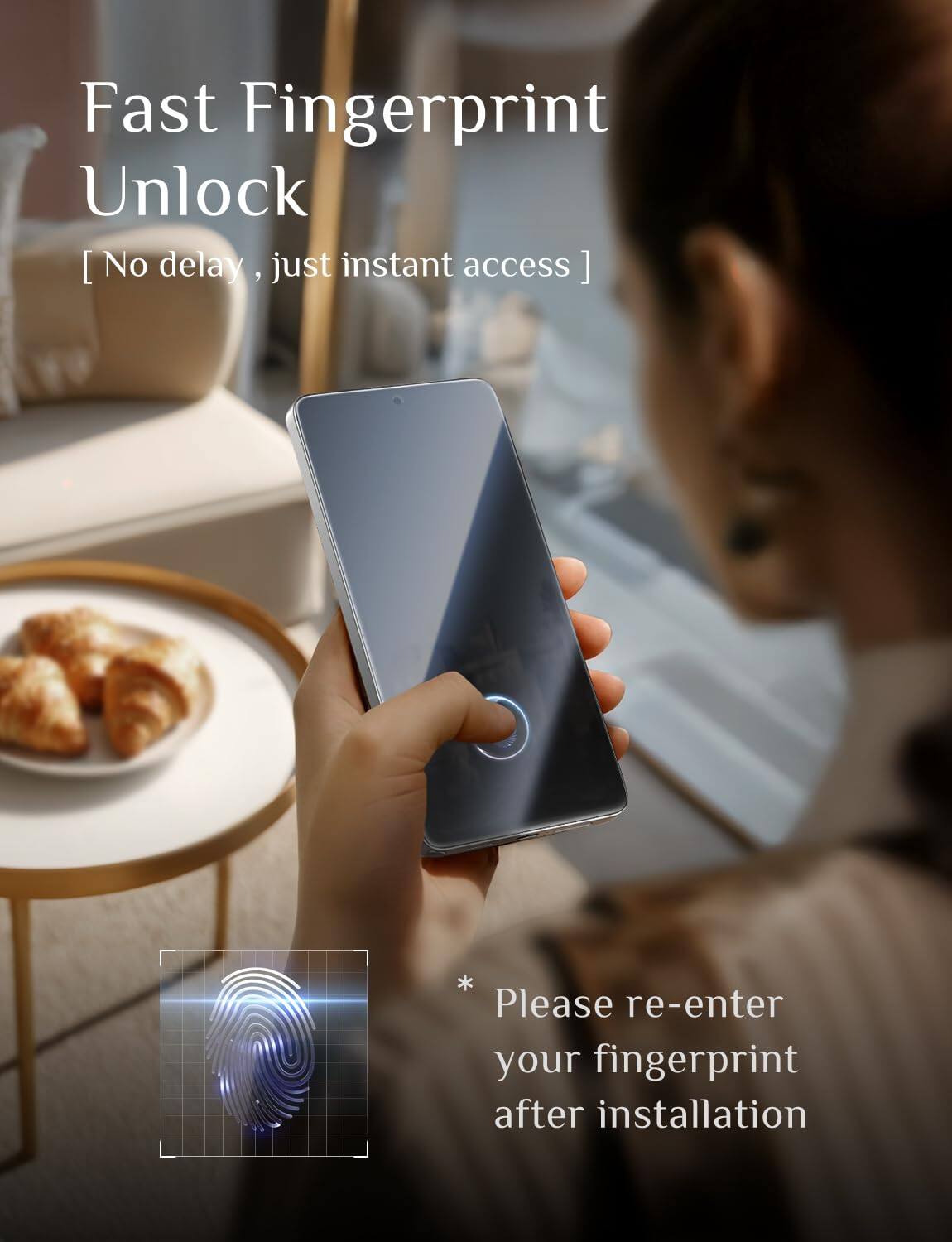 Fast Fingerprint Unlock  
[ No delay , just instant access ]  
* Please re-enter your fingerprint after installation