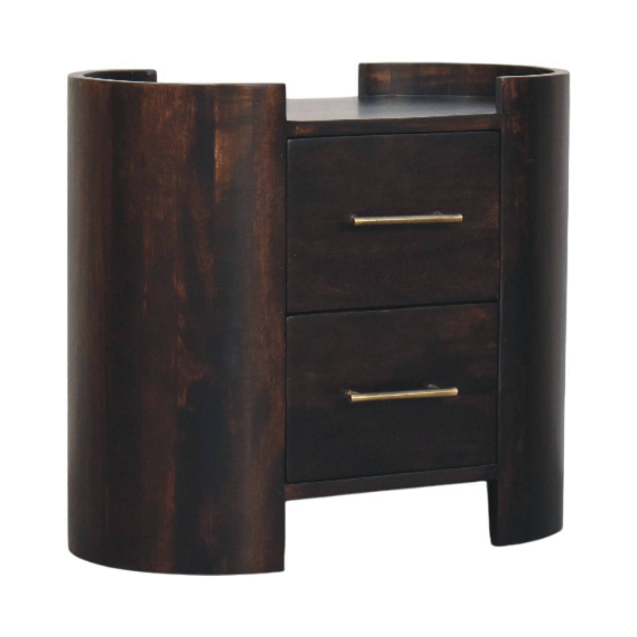 Angle. Artisan Furniture - Artisan Furniture Solid Wood Velvet Mocha Curve Bedside - Brown.