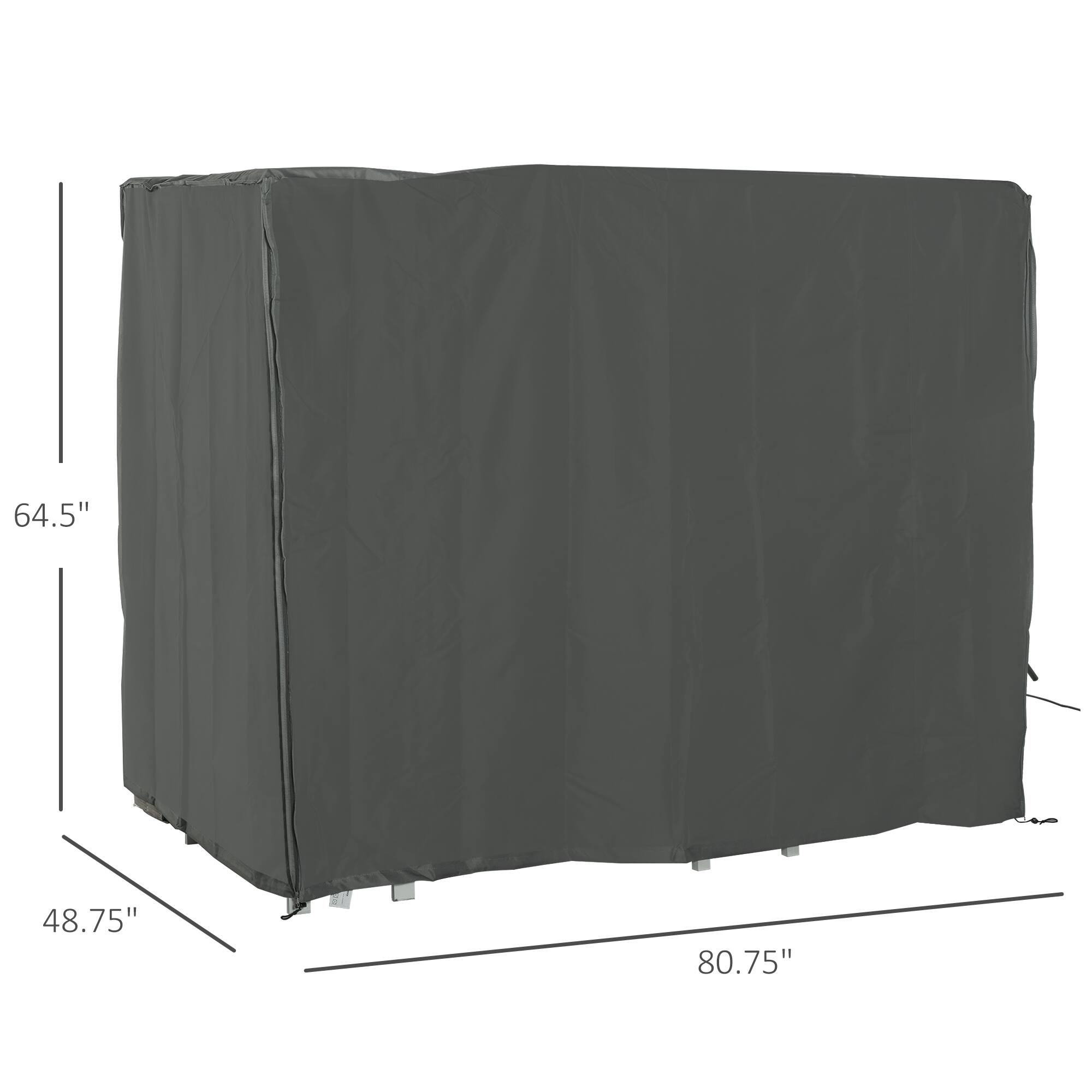 The dimensions of the object in the image are:

- Height: 64.5 inches
- Width: 48.75 inches
- Depth: 80.75 inches