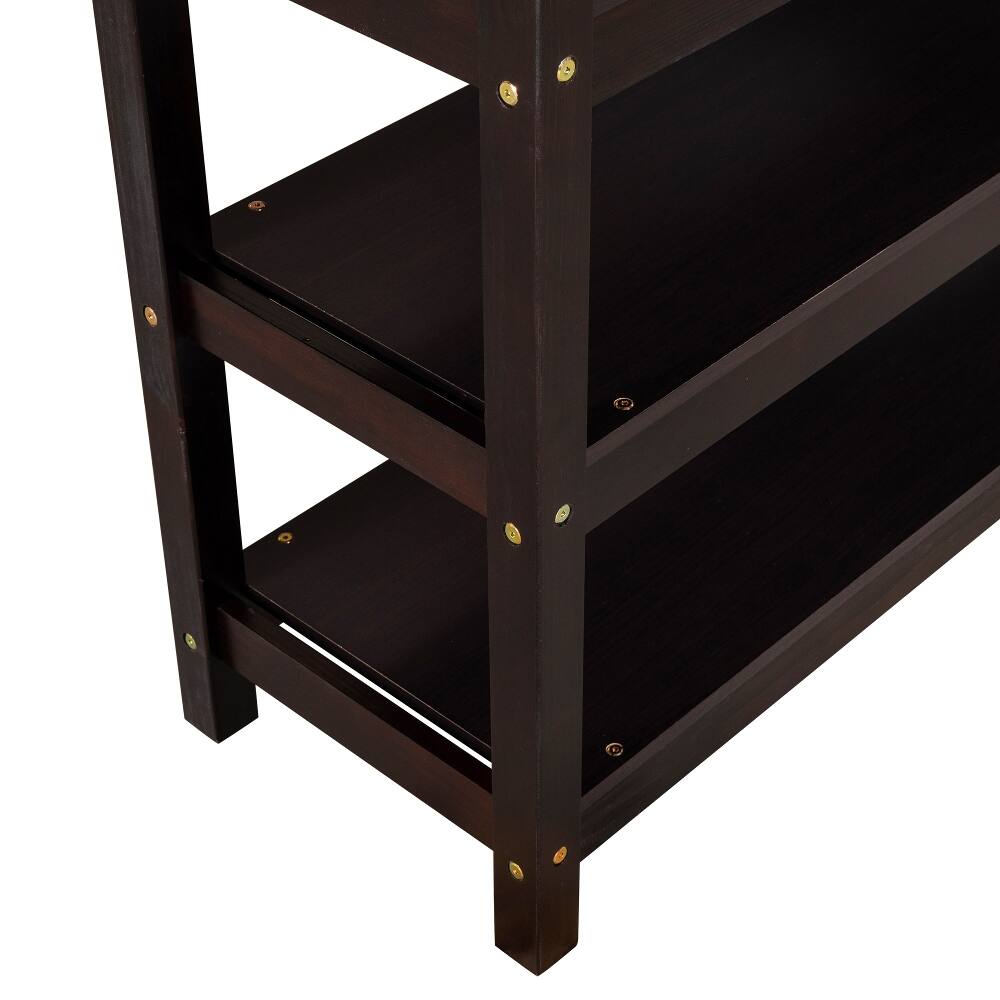 Alt View 4. Loheer - Loheer Full Size Loft Bed with Desk and Storage Shelves Espresso Solid Wood - Espresso.