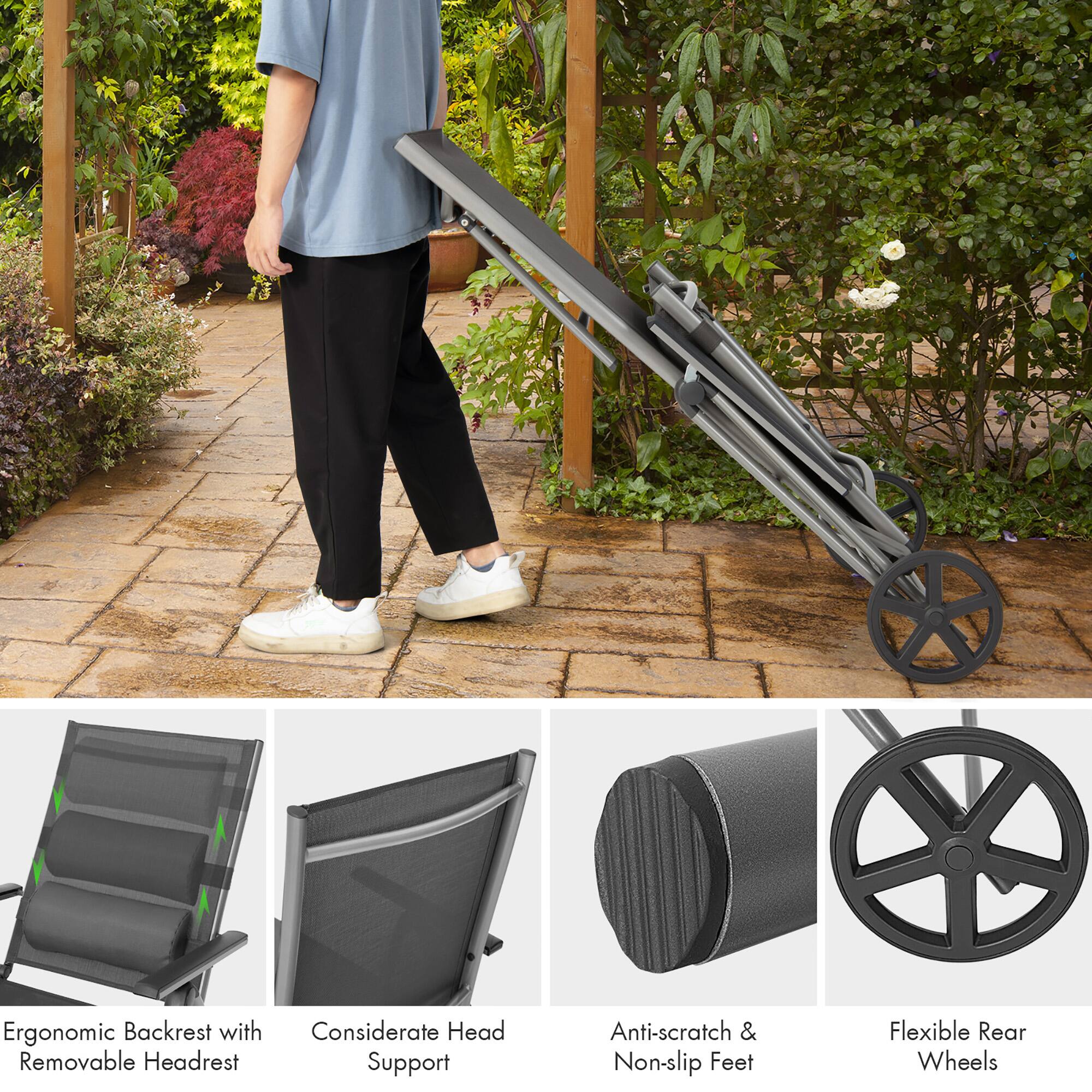 Ergonomic Backrest with Removable Headrest, Considerate Head Support, Anti-scratch & Non-slip Feet, Flexible Rear Wheels