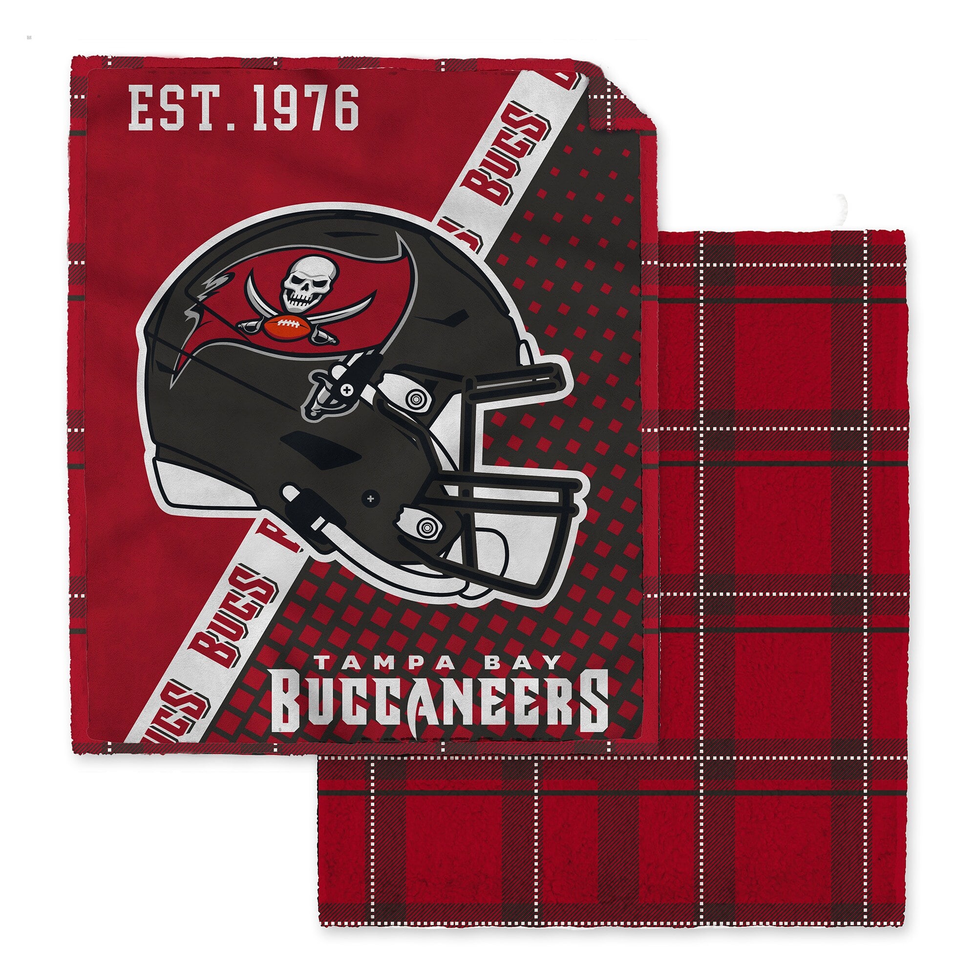 Pegasus - Tampa Bay Buccaneers 60" x 80" Gradient Helmet Double-Sided Plaid Sherpa Blanket - Multicolor