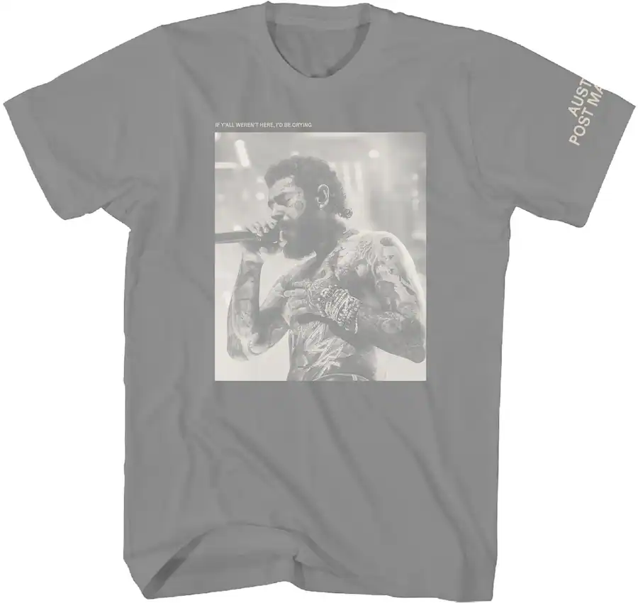 PopMarket Post Malone Post Malone Singing Photo T Shirt 3XL Gray ...