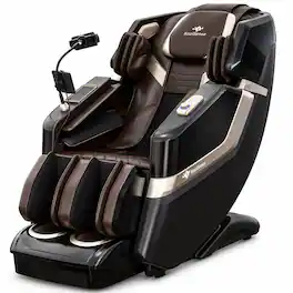 KoziSense - KZ-313 3D Heated Jade Stone Roller Massage Chair,Deep Zero Gravity,SL-Track,Heat,Backlit Touch Screen,Wireless Charger - Black and Brown