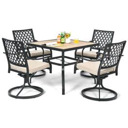 Mondawe - 5-Piece Outdoor Patio Dining Set with Soft Cushions - Beige