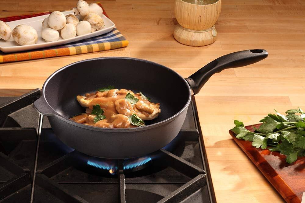 Alt View 1. Swiss Diamond - HD Nonstick 3.8 qt Saute Pan with Glass Lid, Induction - Black.