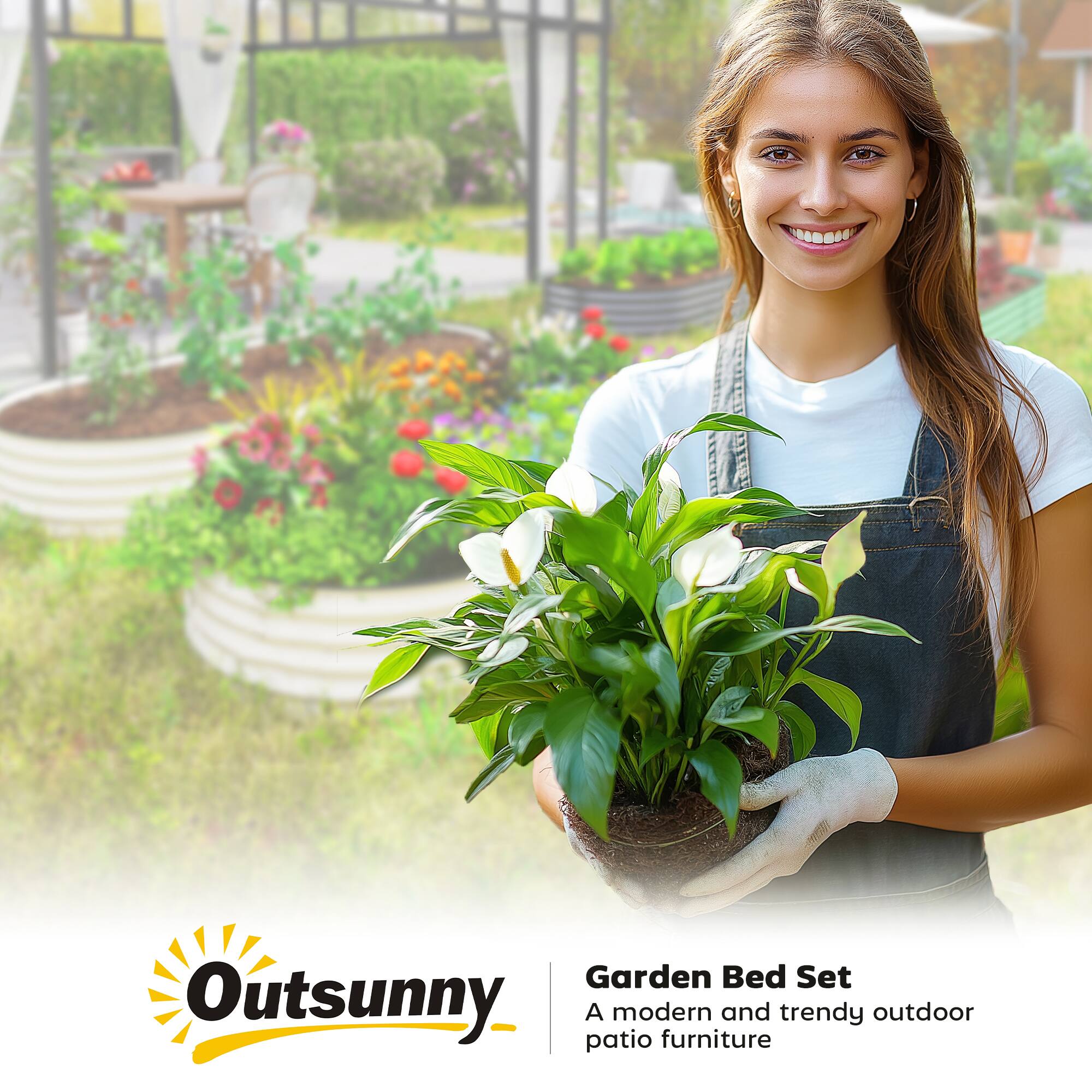 Outsunny, Garden Bed Set, A modern and trendy outdoor patio furniture