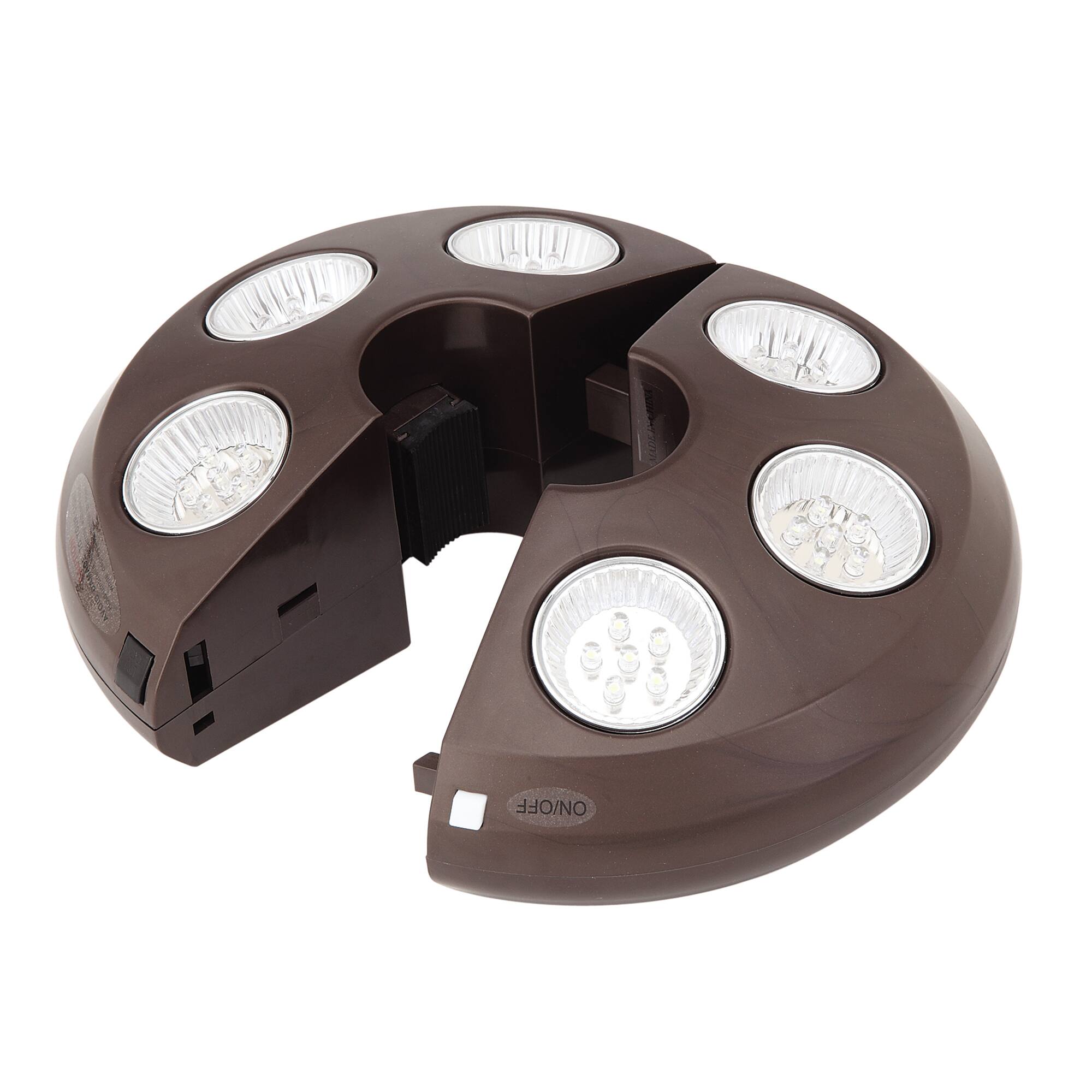 Left. Mondawe - 8" Round Umbrella Light 36 LED Lights - Bronze.