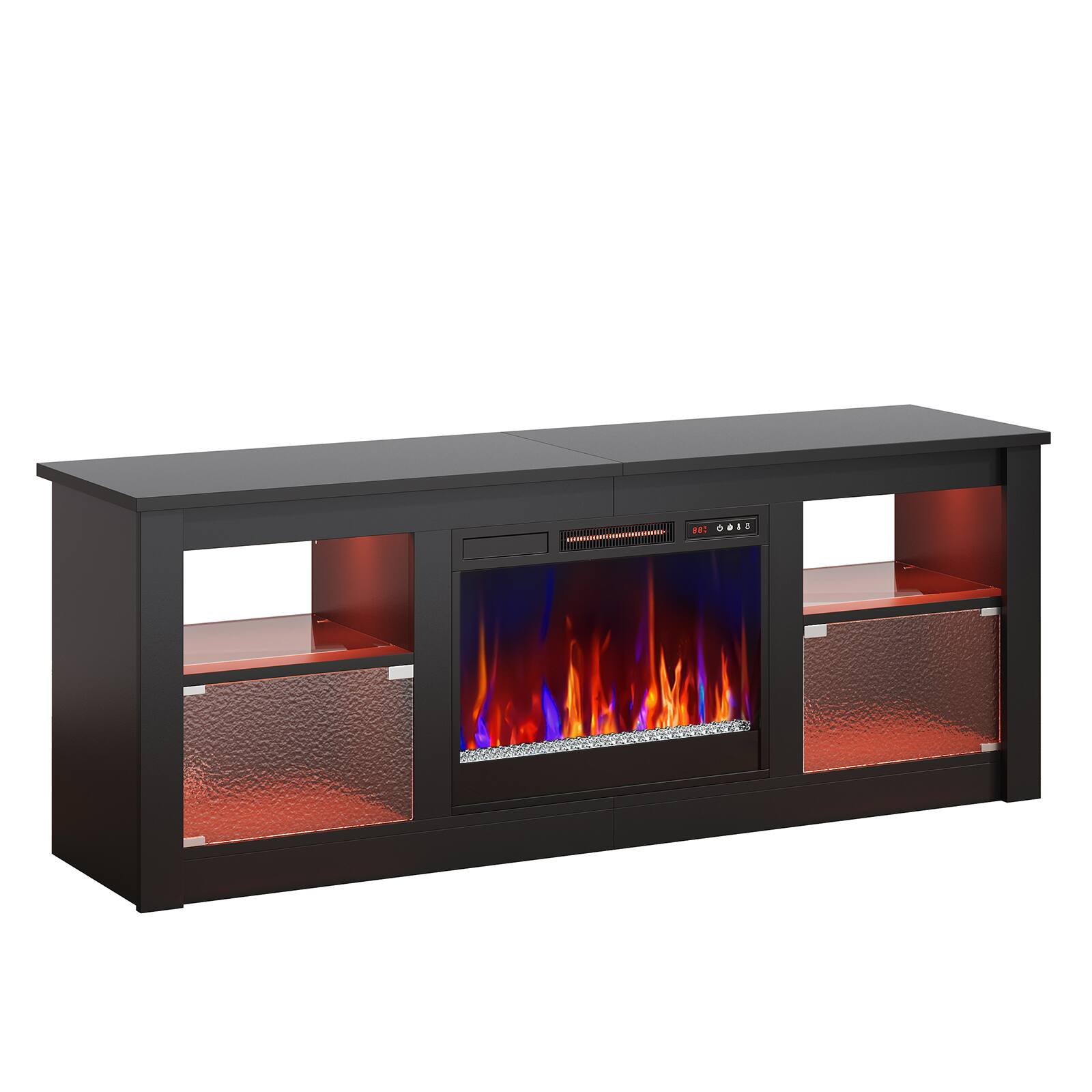 Alt View 5. Bestier - 63" Gaming TV Stand with 23" Wide Fireplace & RGB Lights Storage Cabinet for up to 70" TVs Entertainment Center - Black.