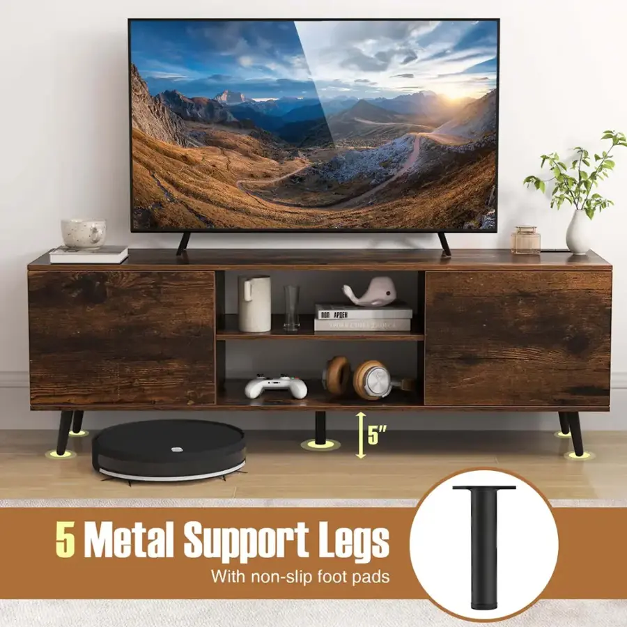 The text on the image is: "5 Metal Support Legs With non-slip foot pads".