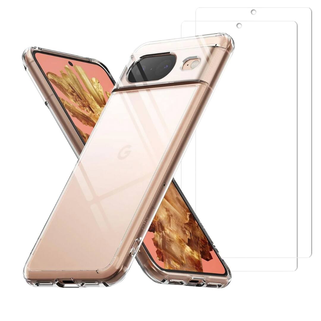 Front. Entronix - Entronix Complete Protection Bundle for Google Pixel 9 - Clear Case with 2 Screen Protectors - Clear.