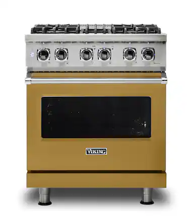 Front. Viking - 30-Inch Dual Fuel Freestanding Range - Golden Hour.