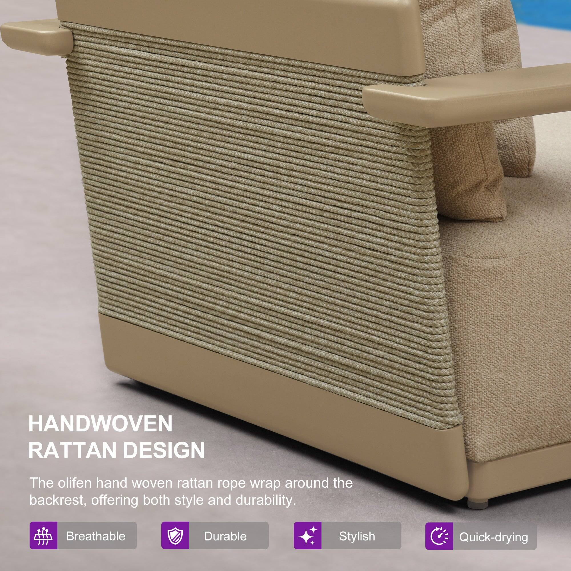 HANDWOVEN RATTAN DESIGN

The olifen hand woven rattan rope wrap around the backrest, offering both style and durability.

- Breathable
- Durable
- Stylish
- Quick-drying