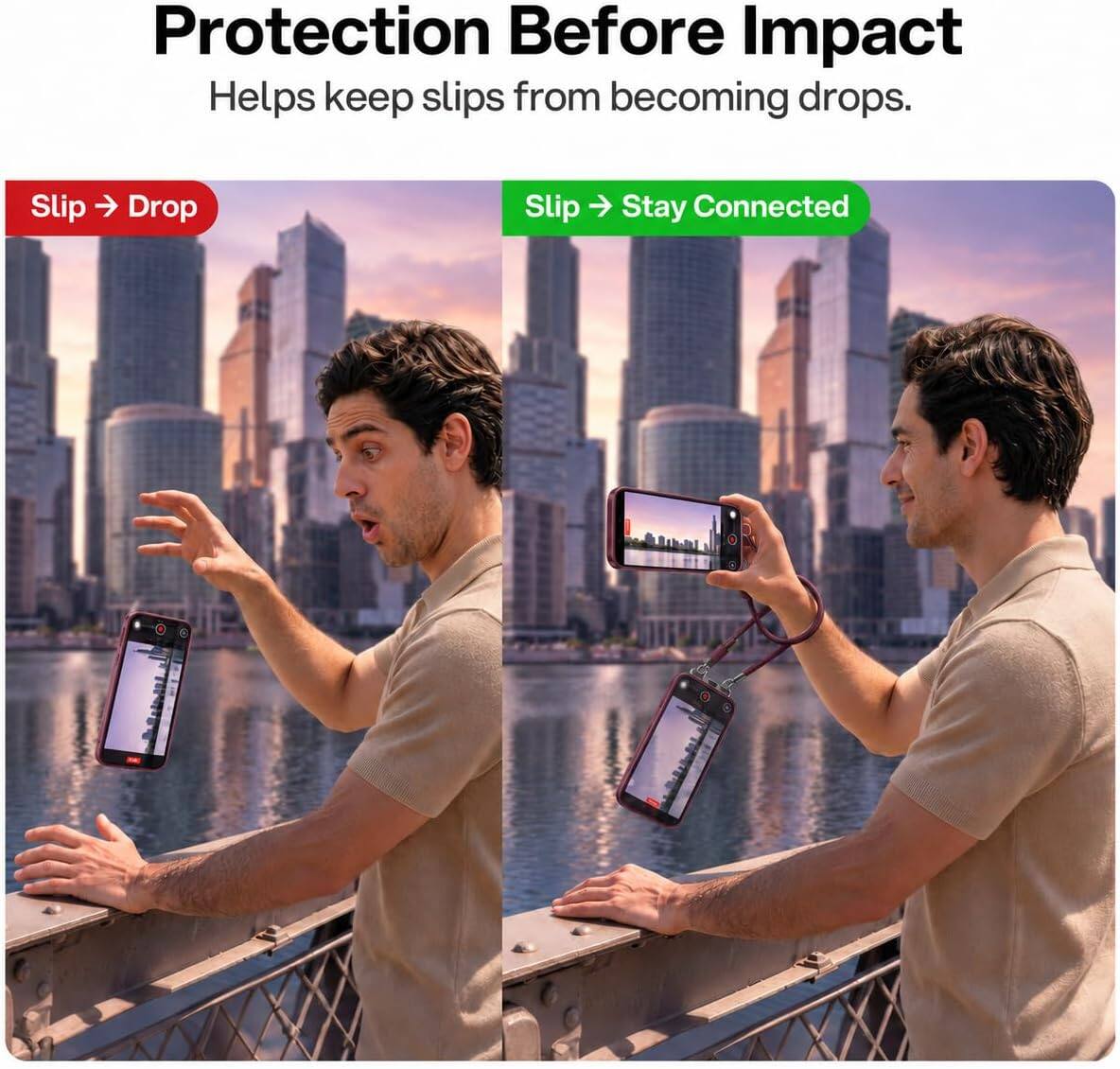 Protection Before Impact  
Helps keep slips from becoming drops.  

Slip → Drop  
Slip → Stay Connected