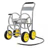 Costway - Garden Hose Reel Cart 4 Wheels, 330 ft 5/8" Large Capacity for Outside Yard Lawn - Silver
