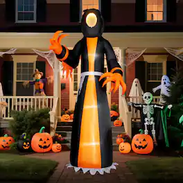 Winado - 12FT Halloween Inflatable Lighted Grim Reaper with Mirror Tunnel Face for Outdoor Holiday Garden Yard Party Decoration - Yellow & Black