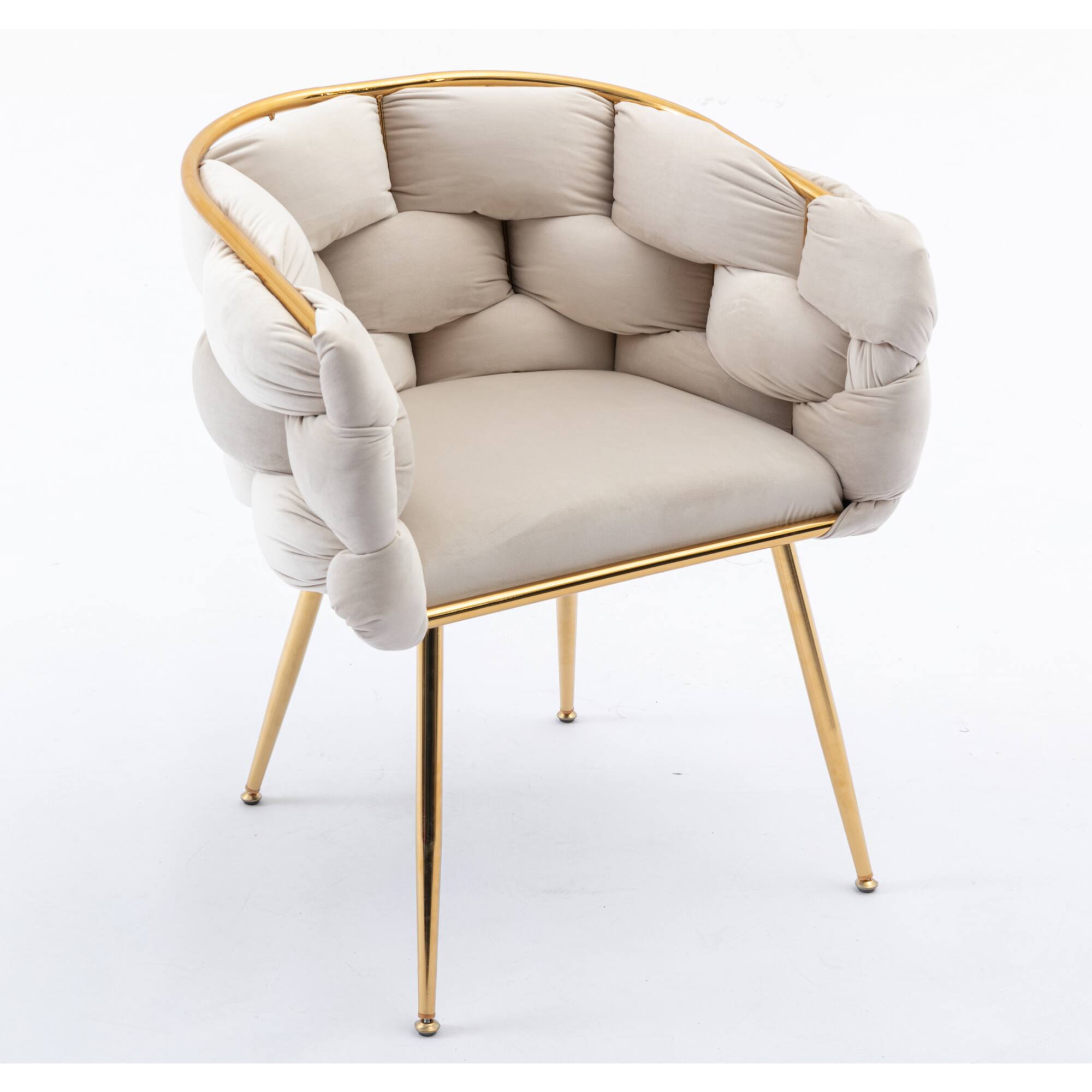 Back. GOODSILO - Modern Velvet Accent Chair for Bedroom Living Room Comfortable Single Seater Upholstered Lazy Sofa - Beige.
