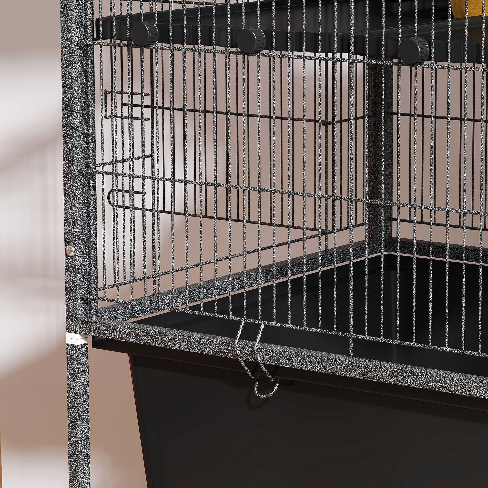 Alt View 4. Pawhut - 59" 5-Level Small Animal Cage, Slide Out 6.3" Deep Tray, Non-Slip Cloth Covered Ramps, for Rabbits, Pet Mink, Squirrel.