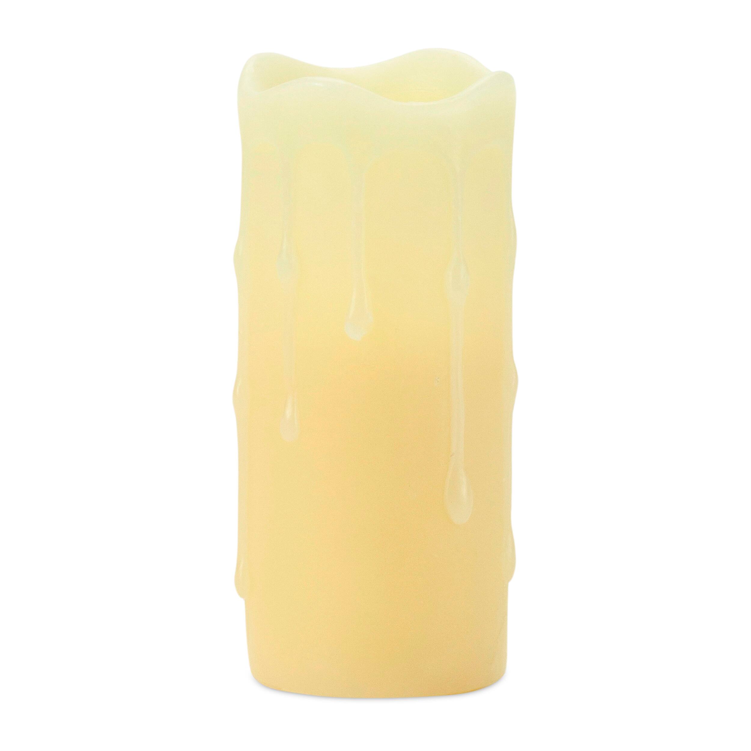 Angle. BreeBe - LED Dripping Wax Pillar Candles (Set of 6) - White.