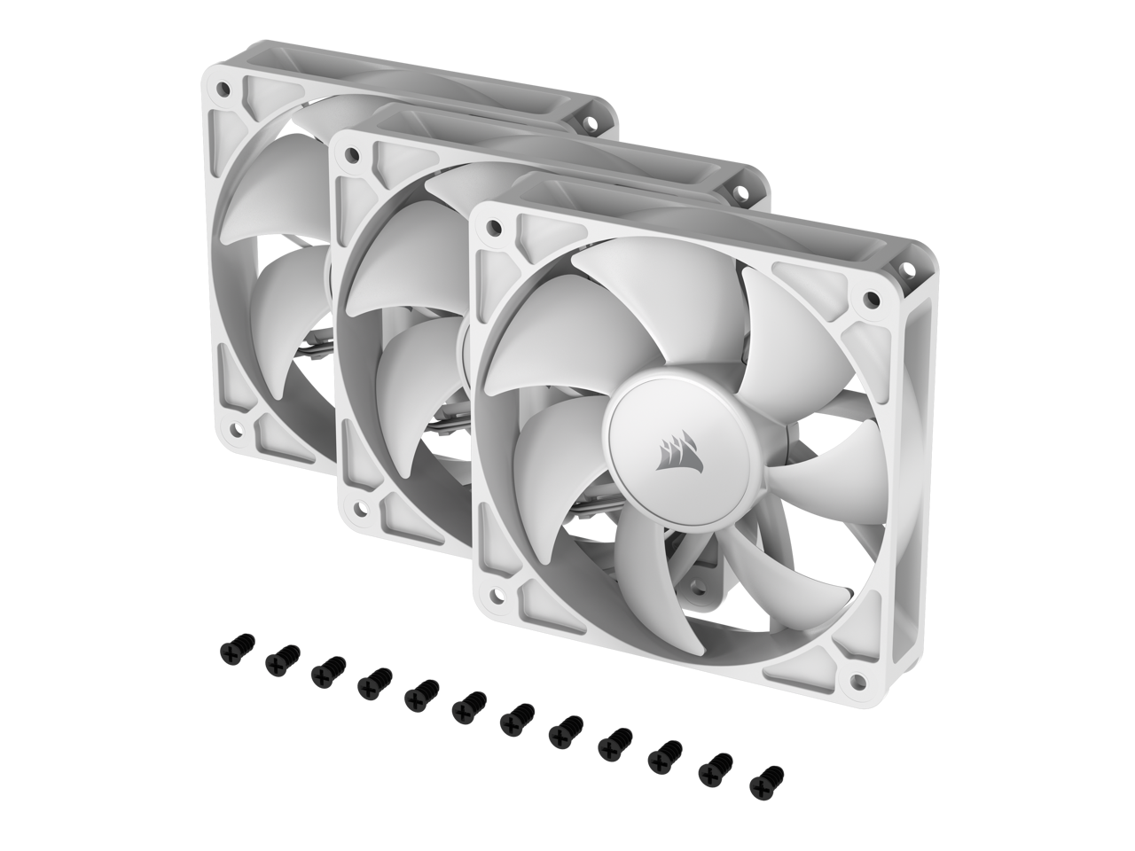Alt View 1. CORSAIR - CORSAIR RS120 PWM 120mm Triple Pack - White, AirGuide, Magnetic Bearing - White.