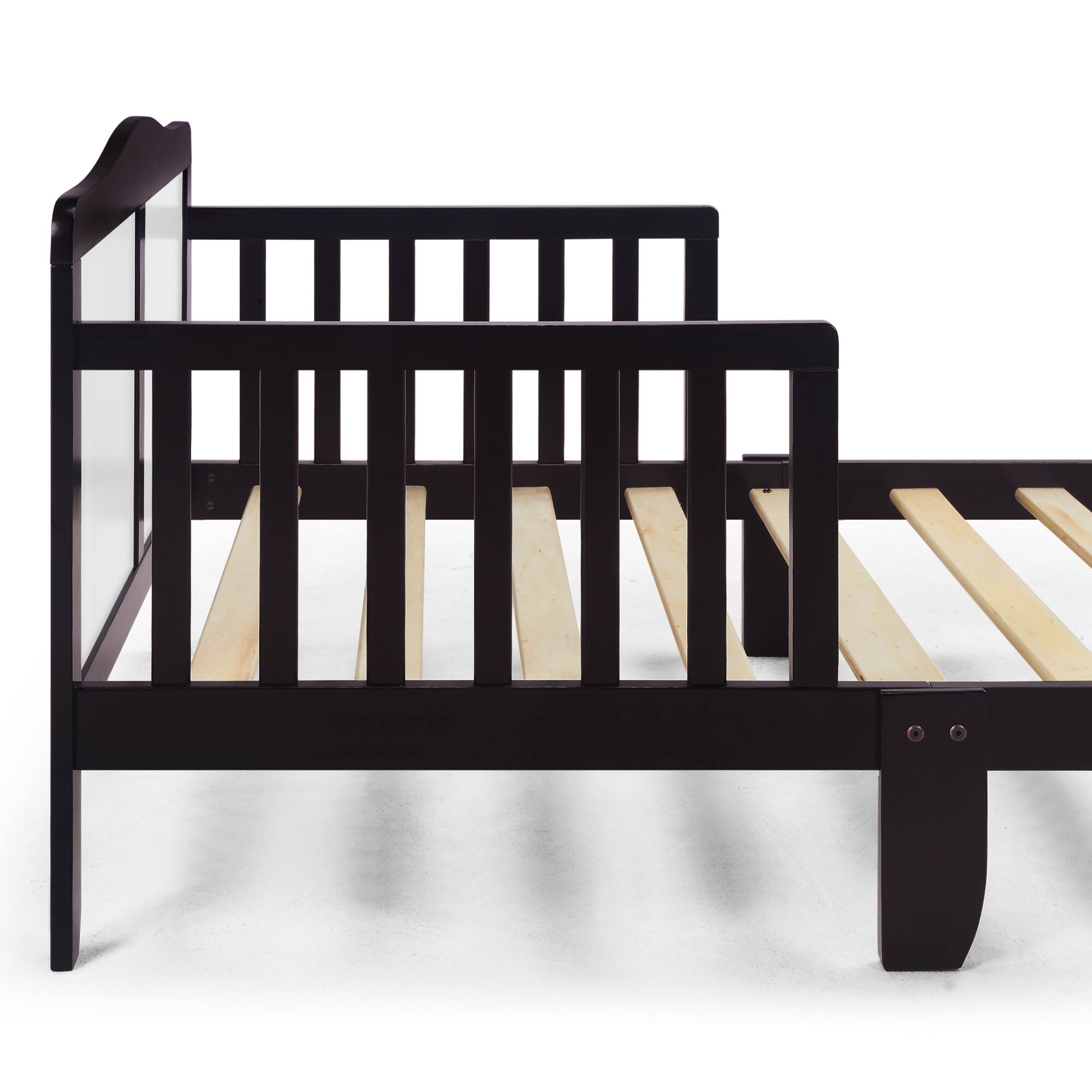Alt View 1. GOODSILO - Solid Wood Toddler Bed with Safety Rails and Low-Profile Design for Secure Sleeping Environment - Espresso.