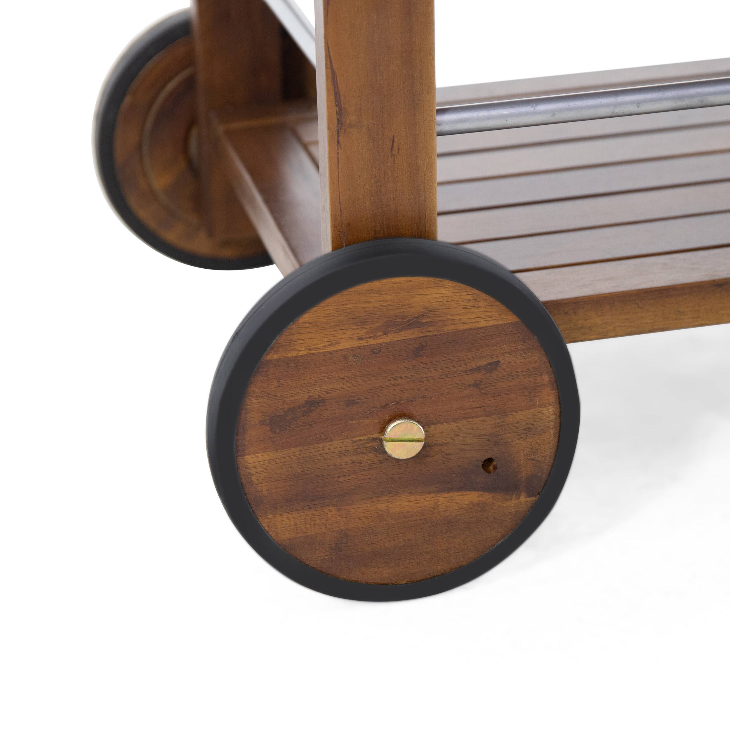 Alt View 2. Spaco - Spaco Modern Bar Cart, Adjustable Drop Leaf, Removable Trays, Wine Storage, Weather Resistant, Wheels,for Outdoor Indoor - Oak+Silver.