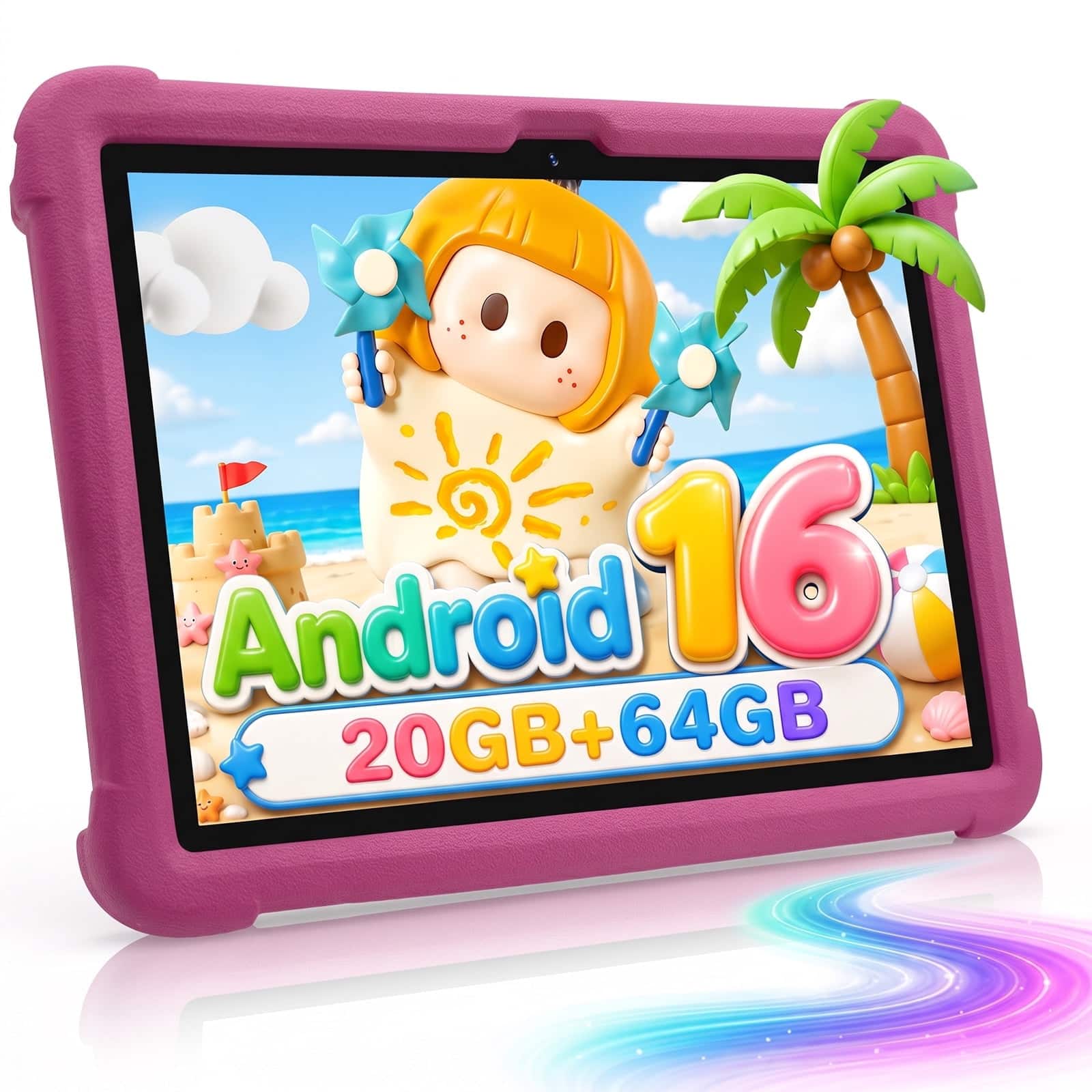MEIZE - Android 16 Tablet for Kids, 10-inch, Octa-Core CPU, 20GB RAM, 64GB ROM, Kids Tablet with Case, Parental Control - Pink