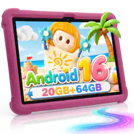 MEIZE - Android 16 Tablet for Kids, 10-inch, Octa-Core CPU, 20GB RAM, 64GB ROM, Kids Tablet with Case, Parental Control - Pink