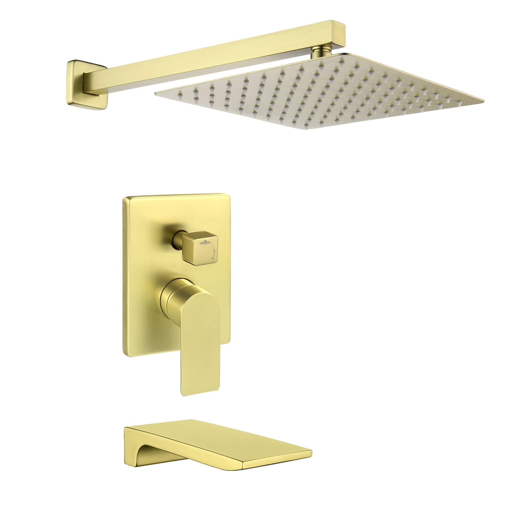 Boyel Living - 10-Inch Rain Shower System Brass SUS304 2-Function Valve Waterfall Spout cUPC - Brushed Gold