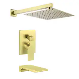 Boyel Living - 10-Inch Rain Shower System Brass SUS304 2-Function Valve Waterfall Spout cUPC - Brushed Gold