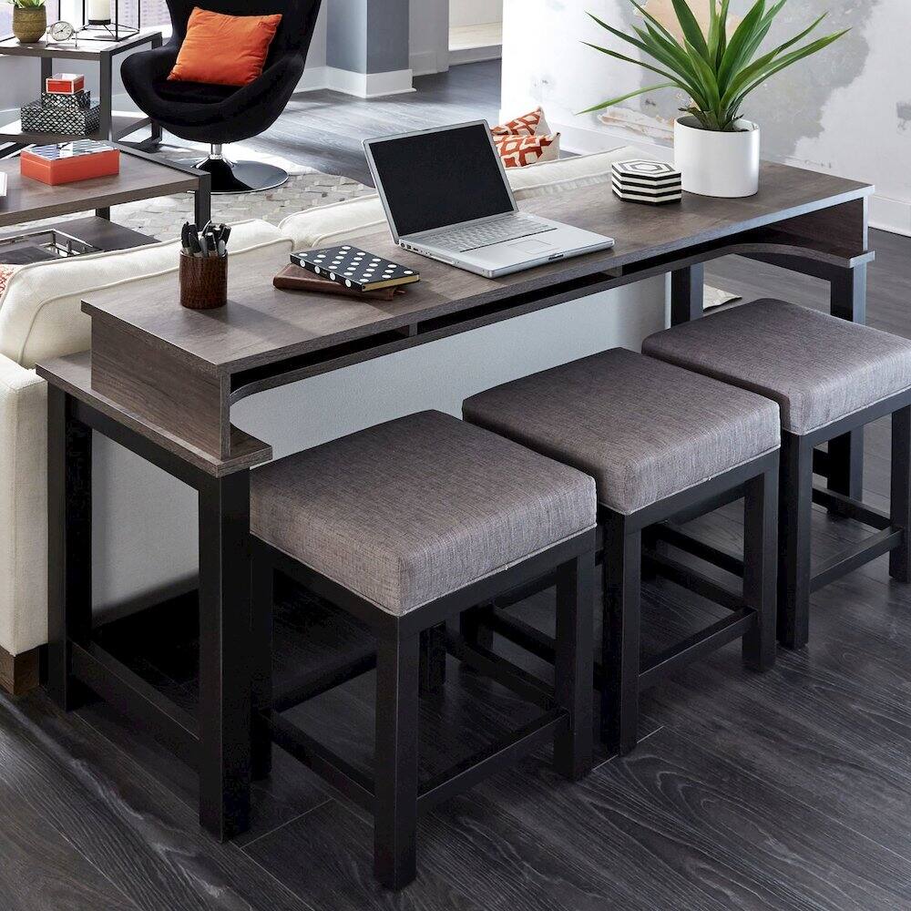 Alt View 1. Liberty Furniture Industries - 4 Pc Console Table Set with 3 Stools - AC USB Charging Station - Graystone - Graystone.