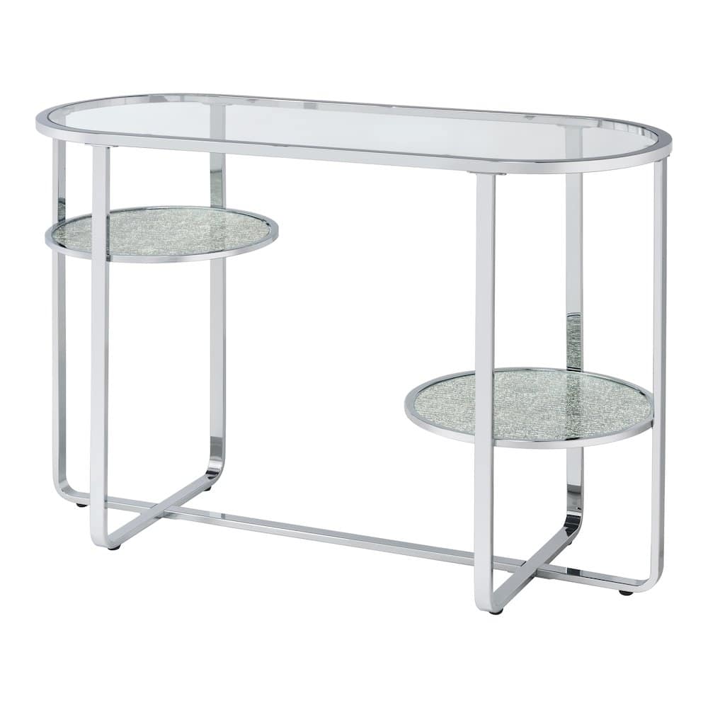 Furniture of America - Ludington Metal 2-Shelf Sofa Table in Chrome - Silver