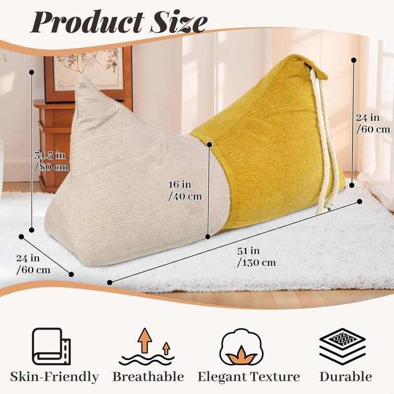 Product Size  
24 in / 60 cm  
31.5 in / 80 cm  
16 in / 40 cm  
51 in / 130 cm  

Skin-Friendly  
Breathable  
Elegant Texture  
Durable