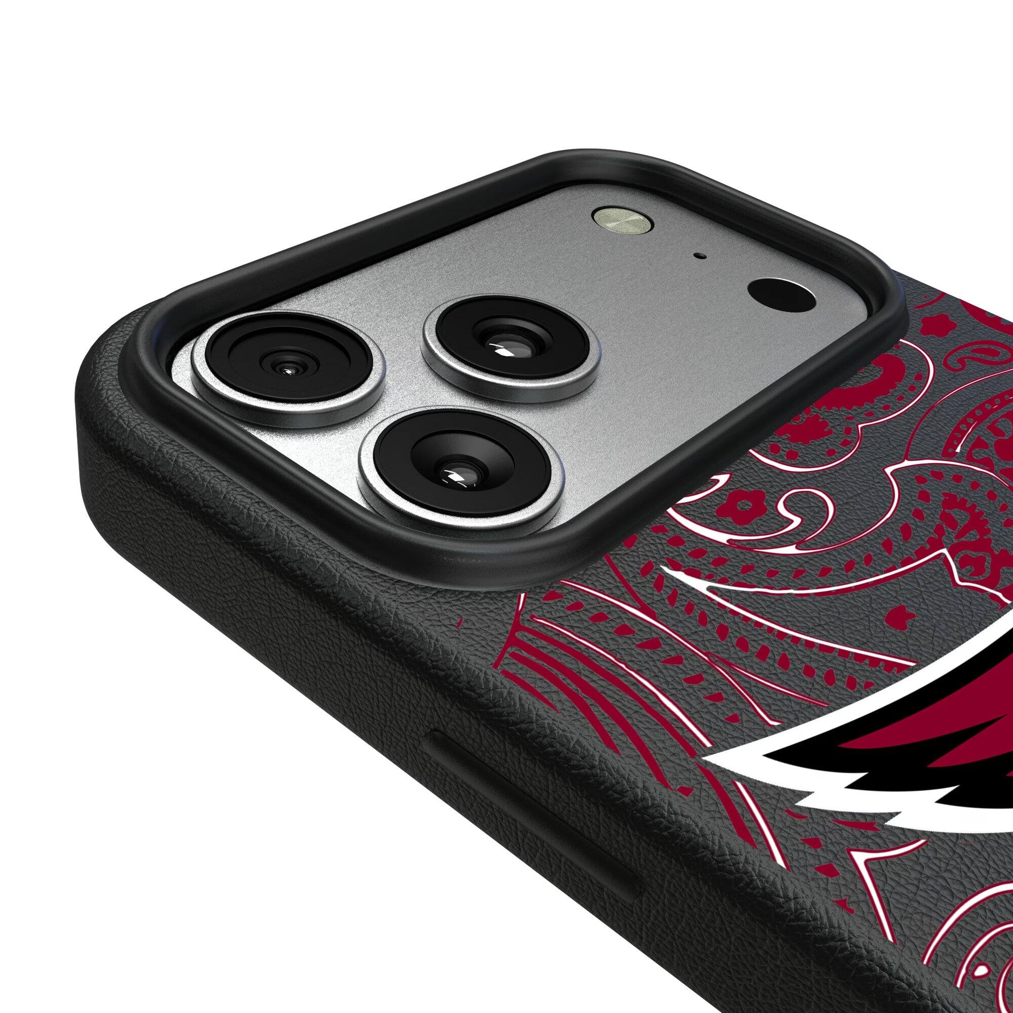 Alt View 2. Keyscaper - Arizona Cardinals Paisley iPhone Magnetic Bump Case - 16 Plus - Black.