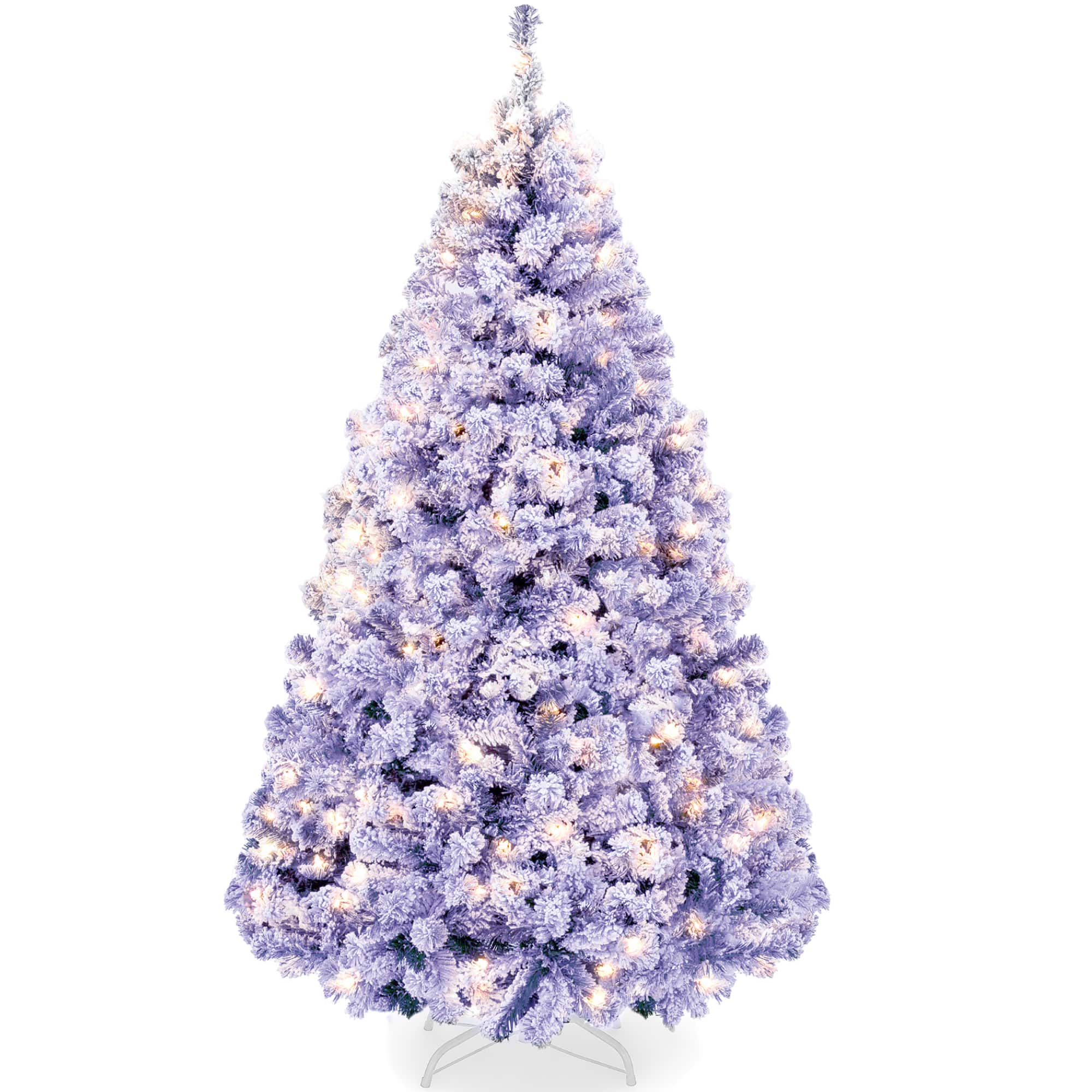 Best Choice Products - Artificial Flocked Christmas Tree, 6ft Pre-Lit Holiday Decor w/250 Twinkle Lights - Lavender
