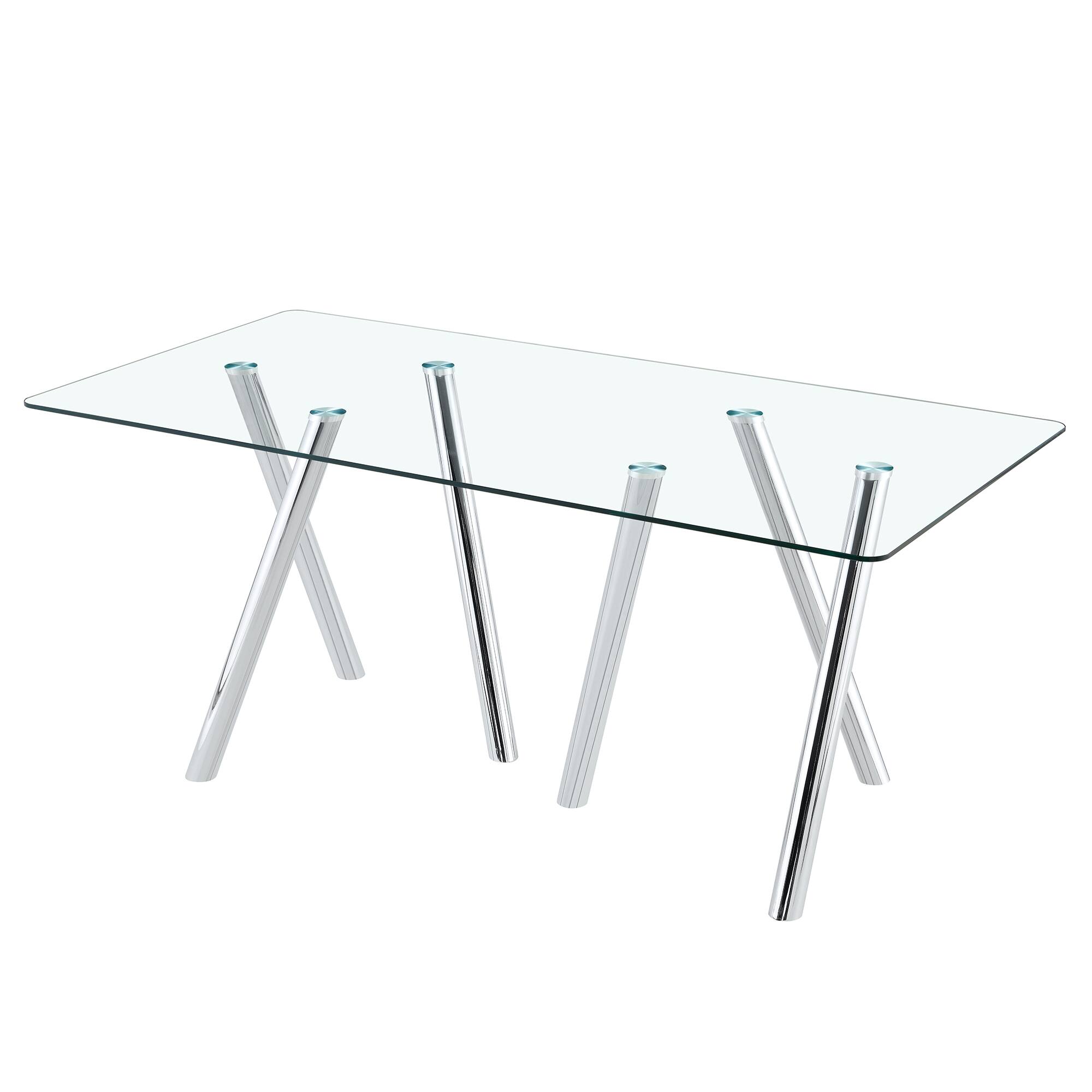 Alt View 6. Loheer - Loheer- 5.9x3 Ft Modern Rectangular Dining Table Large Kitchen Table for 6 to 8 Seater Family Meals - Silver.