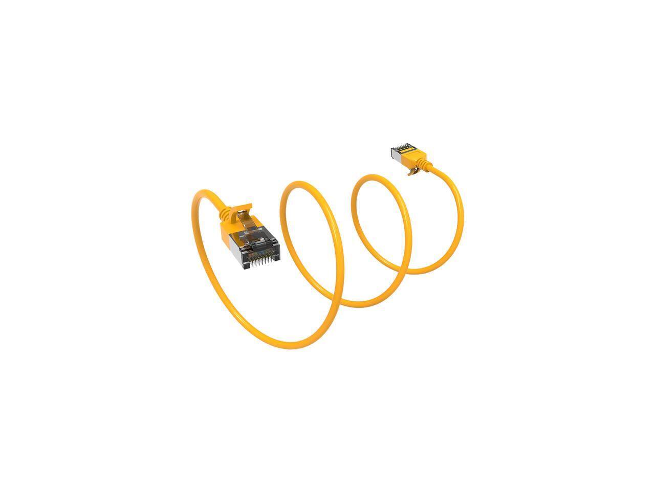 Alt View 1. Nippon Labs - Nippon Labs 0.5ft Cat8 Yellow U/FTP Slim Ethernet Cable 30AWG 40Gbps 2000MHz RJ45 Patch Cord.
