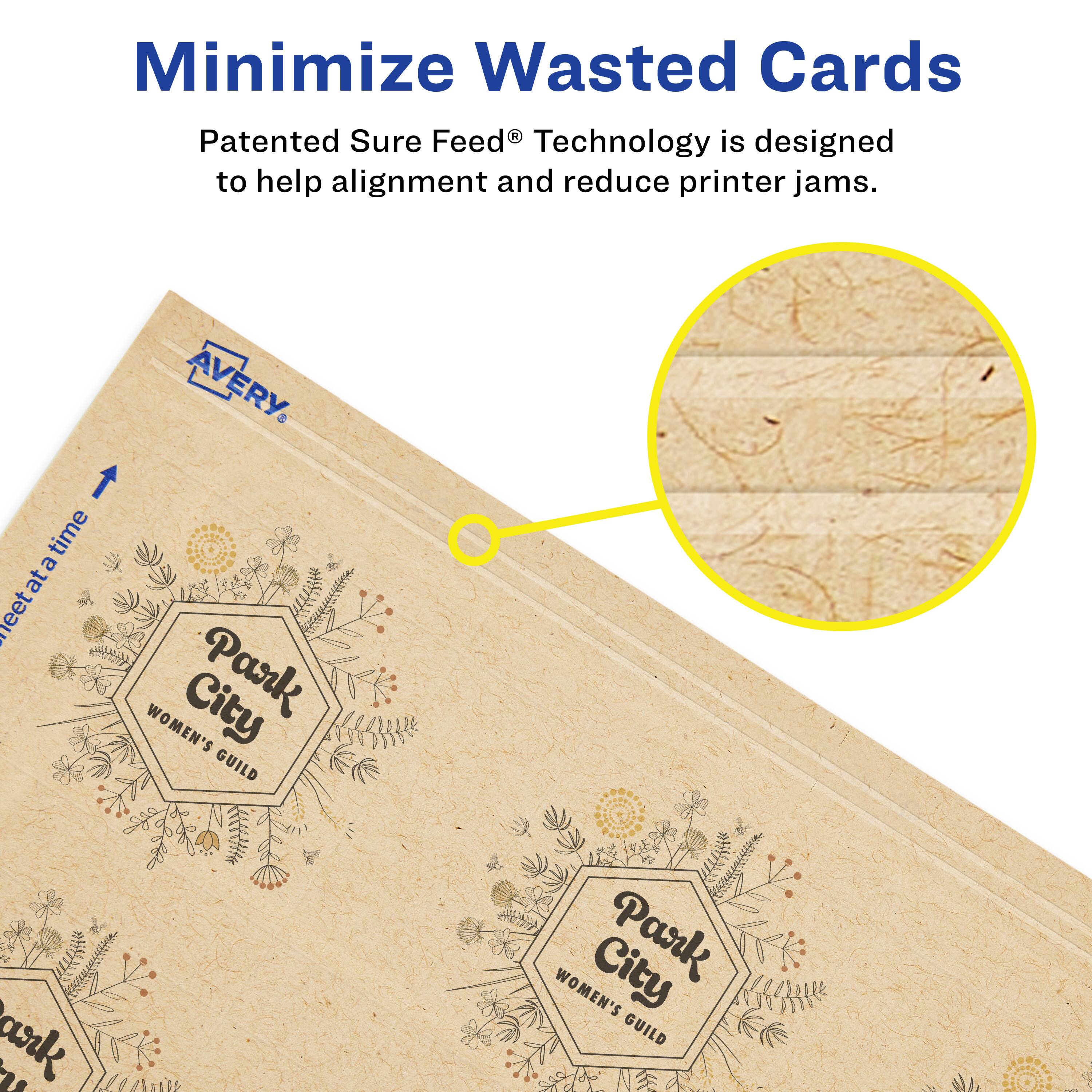 Minimize Wasted Cards

Patented Sure Feed® Technology is designed to help alignment and reduce printer jams.

AVERY

46459 Park City WOMEN'S GUILD