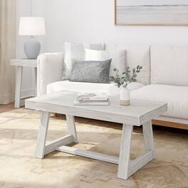 Plank+Beam - Classic Rectangular Coffee Table (40in x 20in / 1020mm x 510mm) - White Sand Wirebrush