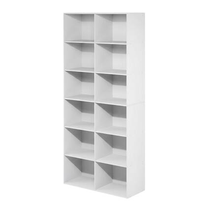 Front. FurniFact - Wooden Bookcase with Engineered Wood Finish for Home and Office Use - Plain White.