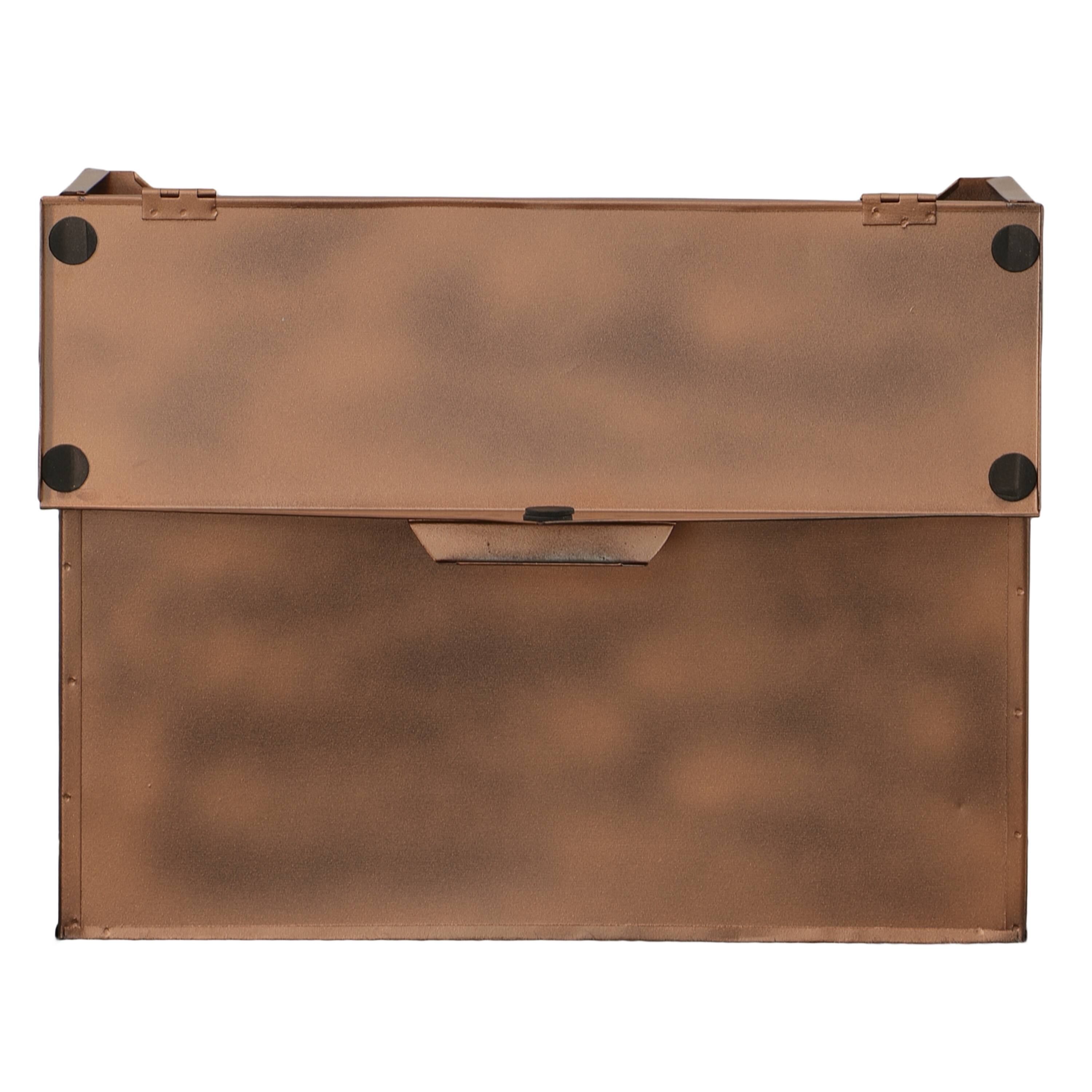 Alt View 4. Manhattan Lane - Envelope Shaped Wall Mount Metal Mail Box - Brown.