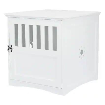 Front. TRIXIE - 1-Door 20" Wooden Indoor Furniture Style Crate for Small Dogs, White.