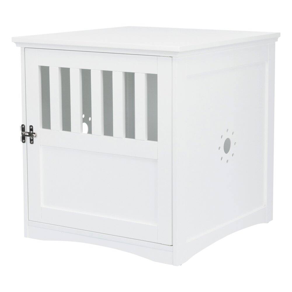 Front. TRIXIE - 1-Door 20" Wooden Indoor Furniture Style Crate for Small Dogs, White.