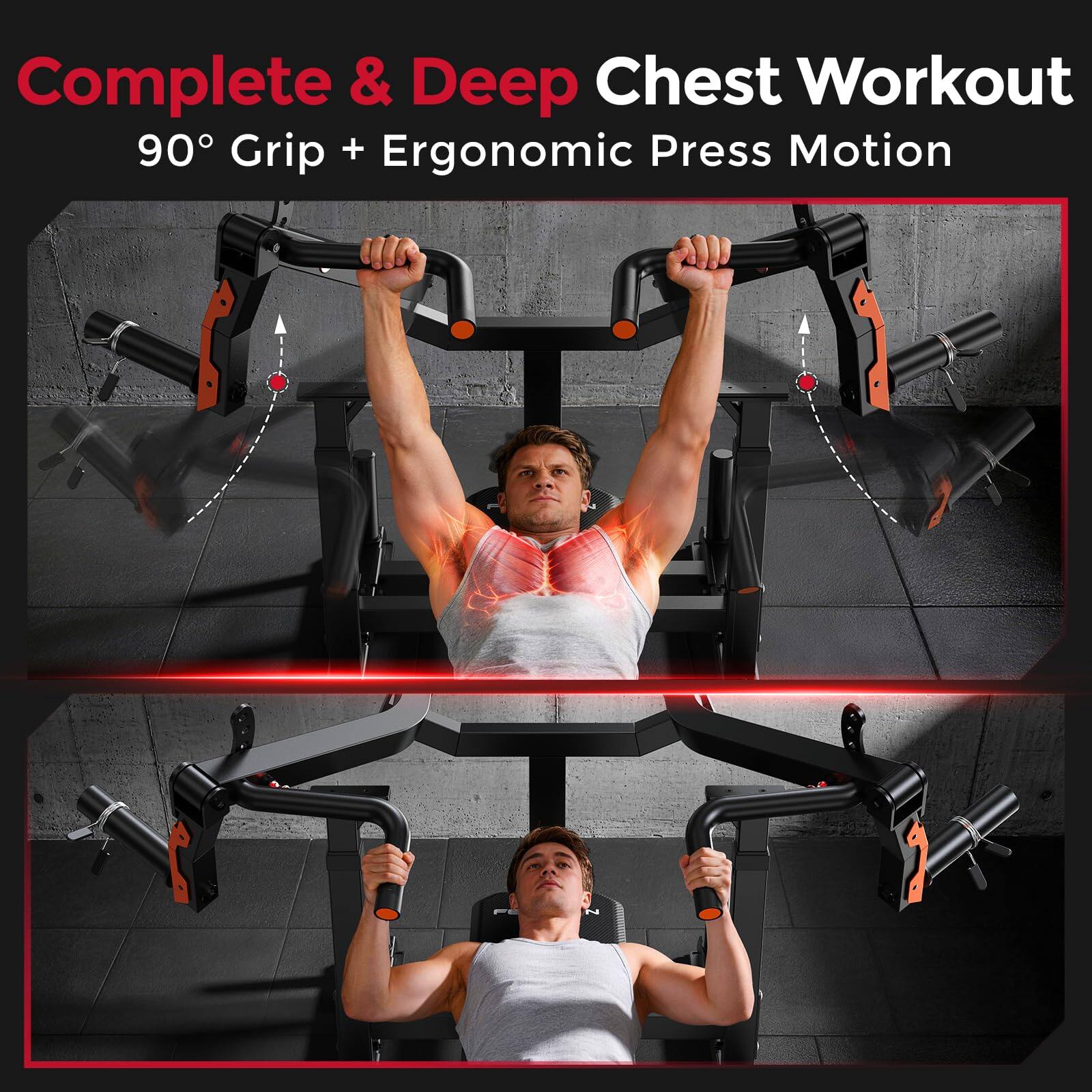 Complete & Deep Chest Workout  
90° Grip + Ergonomic Press Motion